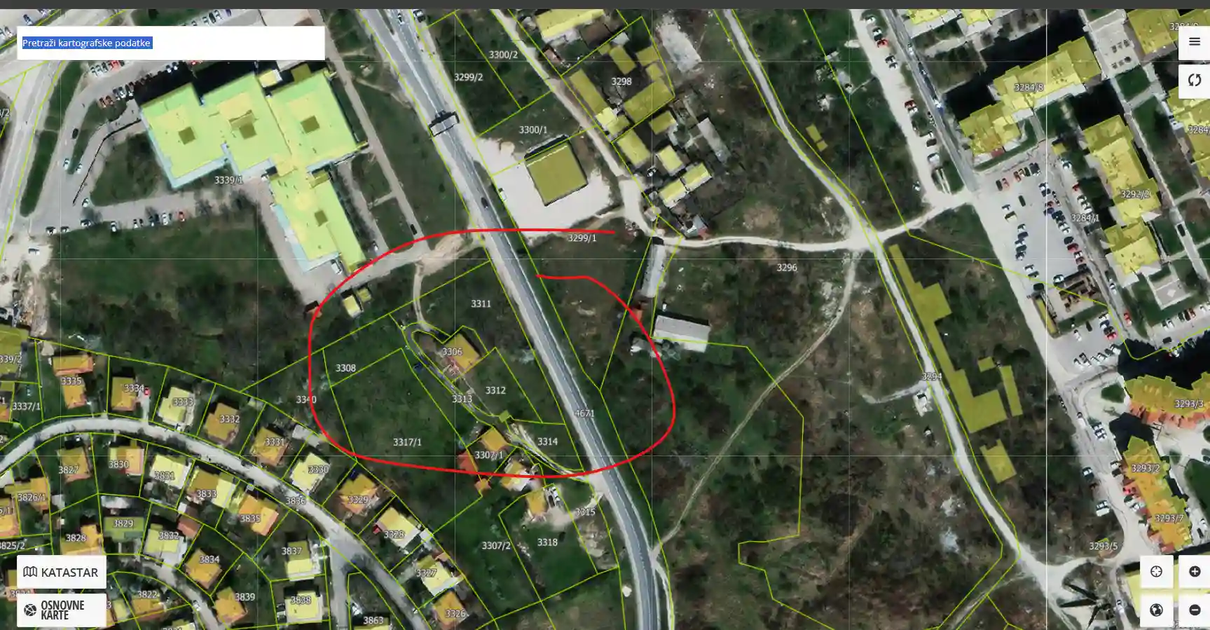 Slika broj 4 – Lokacija parcela 3311, 3312 i 3314 kod Doma zdravlja Bor